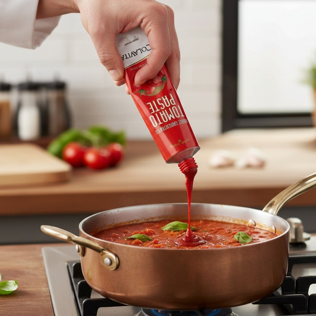 Kit c/ 4und Pasta de Tomate Duplo COLAVITA Tubo 128g Italia