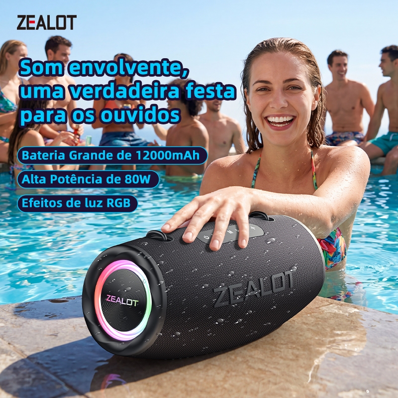 ZEALOT S87 Caixa Som Portátil 4 Alto-Falantes IPX6 PD45W QC18W Tipo-C Karaokê Festa Acampamento Shopee Brasil
