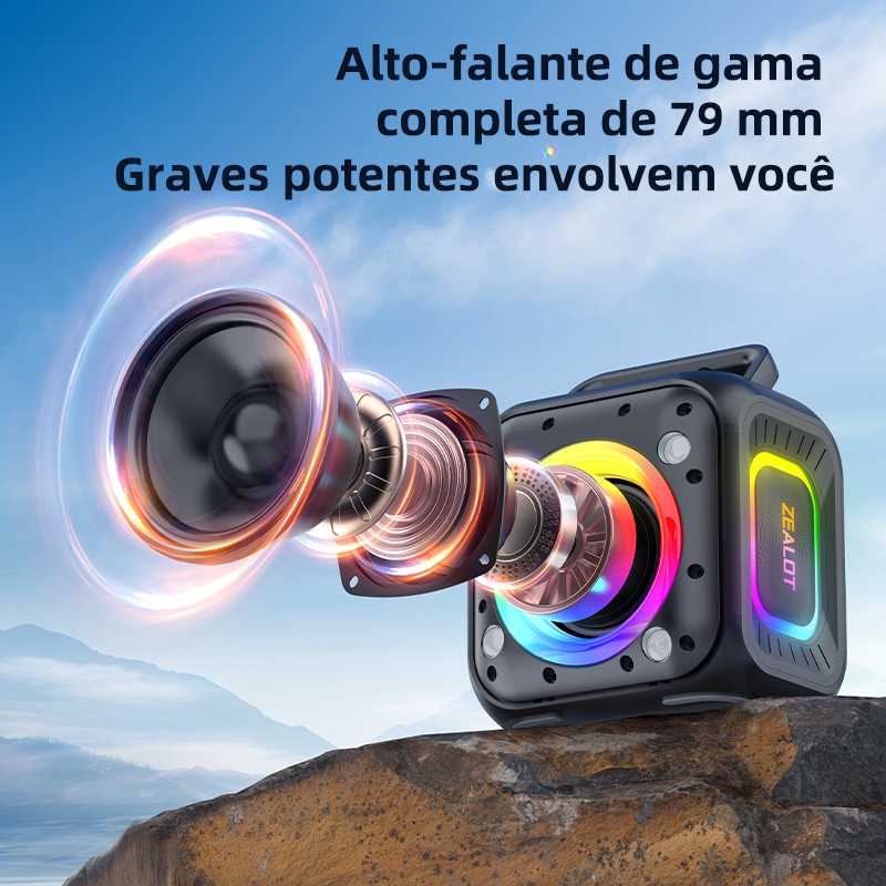 ZEALOT PT01 Caixa de Som Bluetooth 30W Karaokê PD45W QC18W Tipo-C Bateria Duradoura para uso interno e externo