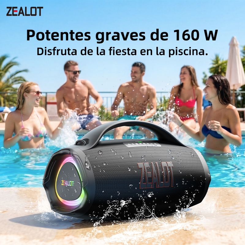 ZEALOT S98 Caixa Som Portátil Graves Agudos Bateria 36000 IPX6 PD45W QC18W Carregador Portátil Tipo-C Karaokê Shopee Bra