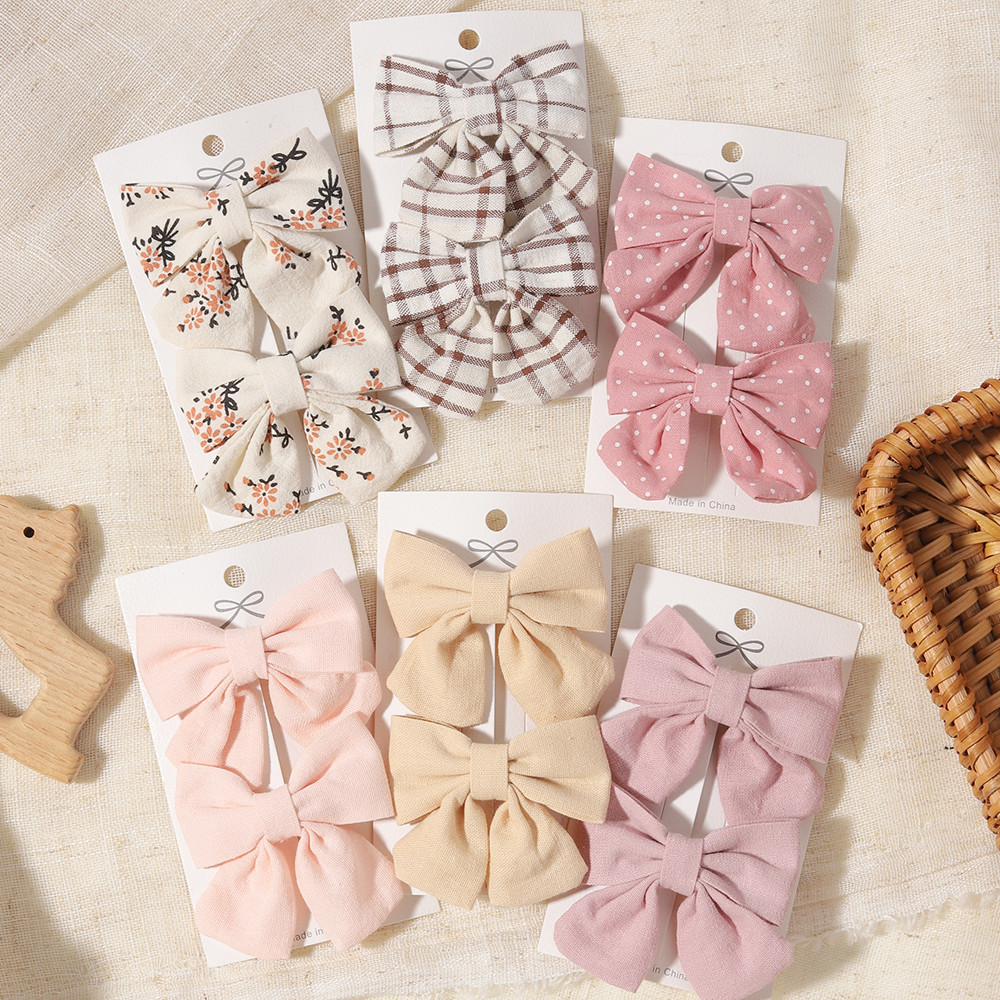 2 Pçs/Set Meninas Tecido Arco Grampos De Cabelo , Envolto Crianças Acessórios Para O Ornamentos Versáteis Diários , Pres