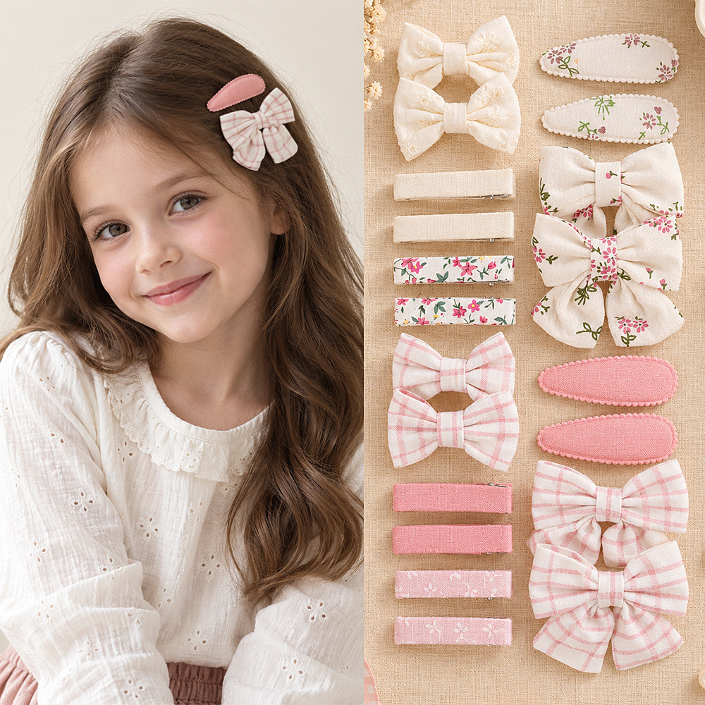 10 Pçs/Set Meninas Grampos De Cabelo Com Borda Totalmente Embrulhado , Arco Crianças Acessórios Para O , Ornamentos DIY