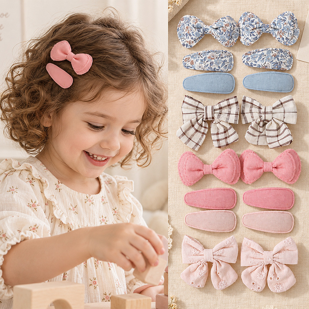 8 Pçs/Set Crianças Arco Grampos De Cabelo , Acessórios Totalmente Embrulhados Do Bebê , Ornamentos Bonitos Feitos À Mão
