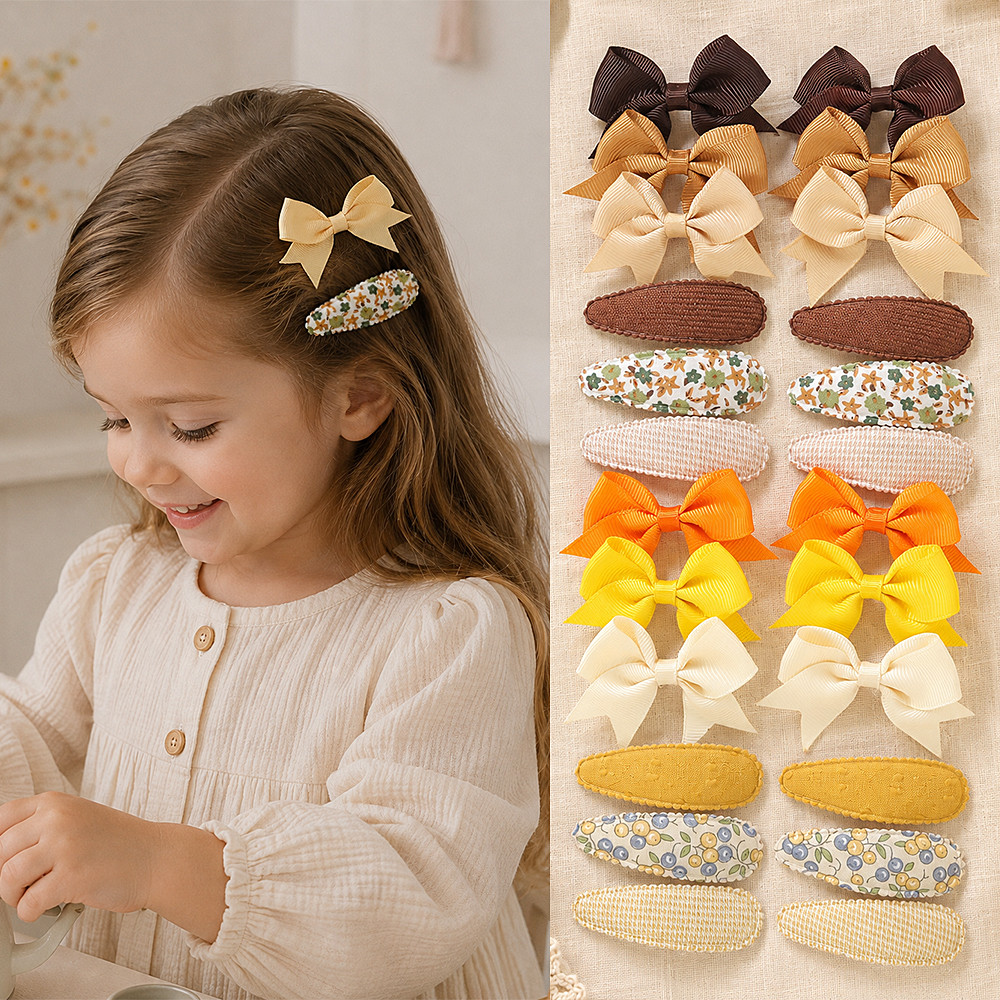 12 Pçs/Set Doce-Cor Fita Arco Crianças Grampos De Cabelo , Artesanal Sem Puxar Meninas Headwear , Acessórios De Princesa