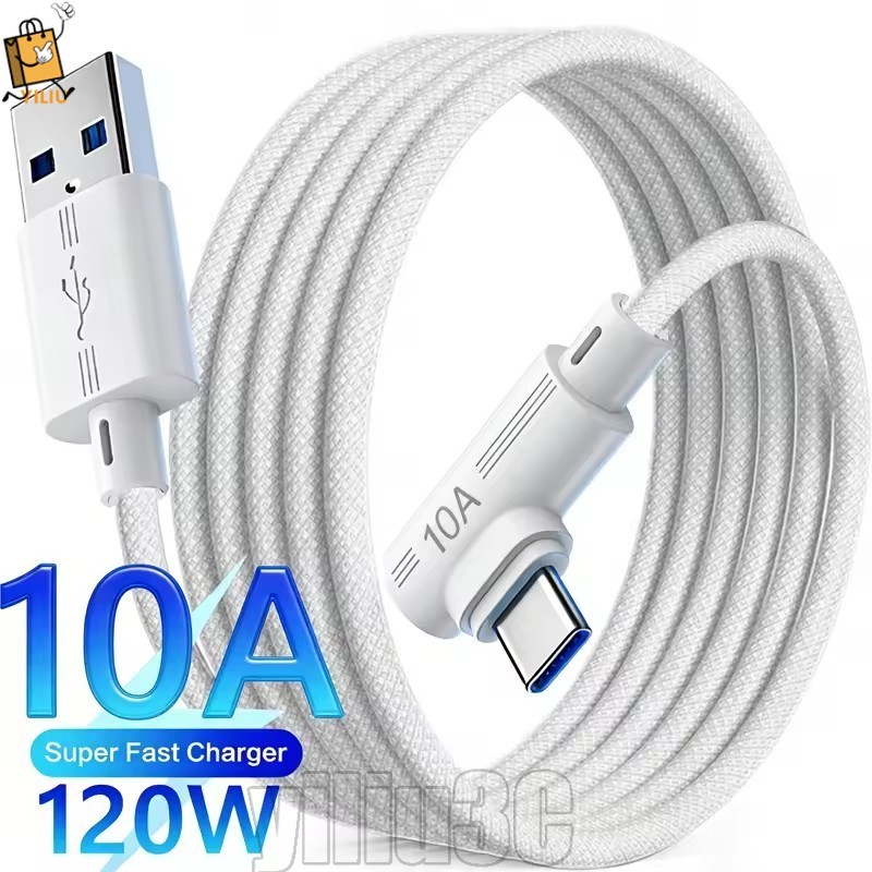 [Prim] 2-1Pcs 90 ° Cabo De Dados Elbow 10A USB Tipo C-Fio De Carregamento Rápido Trançado De Alta Velocidade-Transferênc