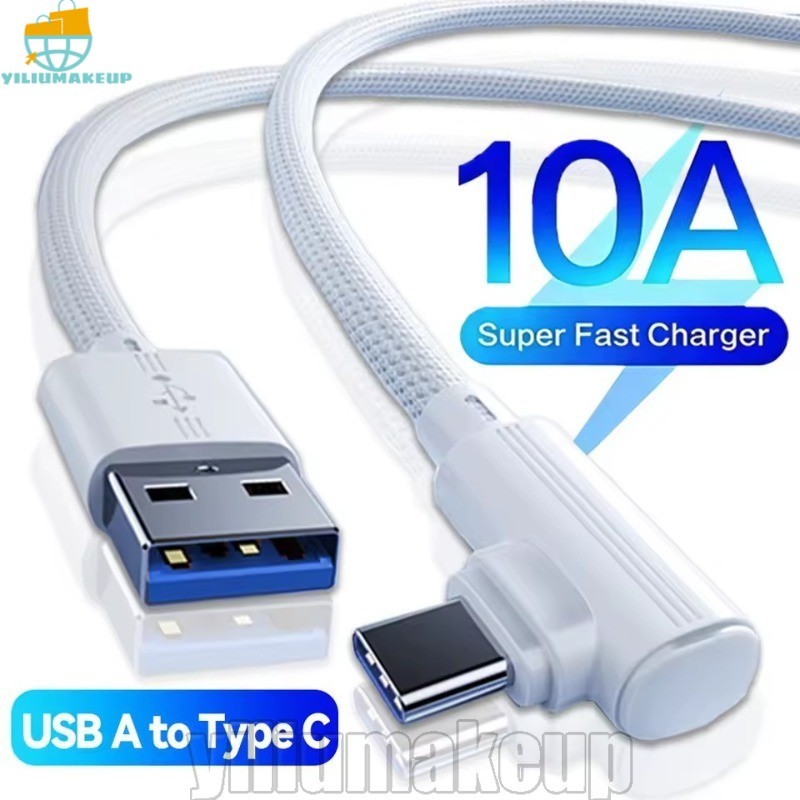 [Rápido] 2-1Pcs 90 ° Cabo De Dados Elbow 10A USB Tipo C-Cabos-De Carregamento-Fio Trançado Alta Velocidade-Transferência