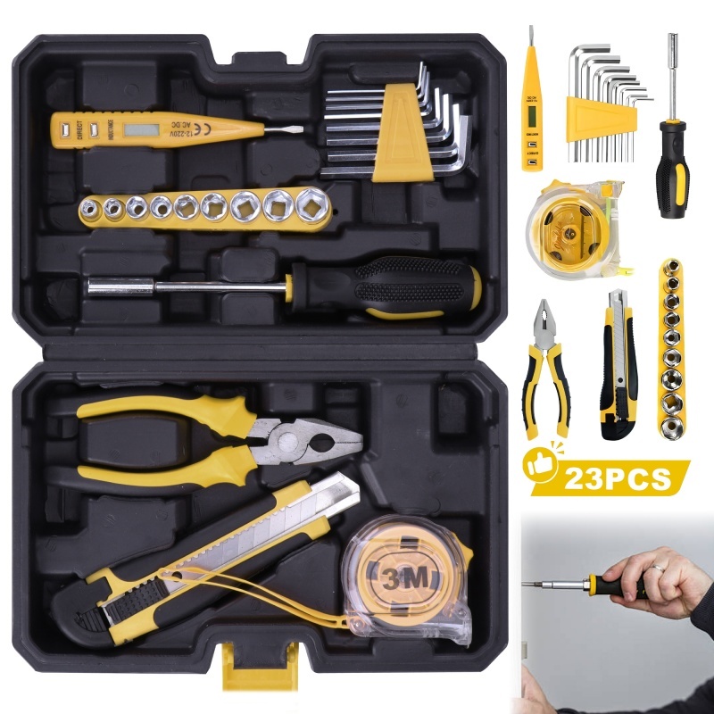 Wetoke 23PCS Ferramentas Profissionais Kit Casa Carro DIY Com Maleta Medidor Digital
