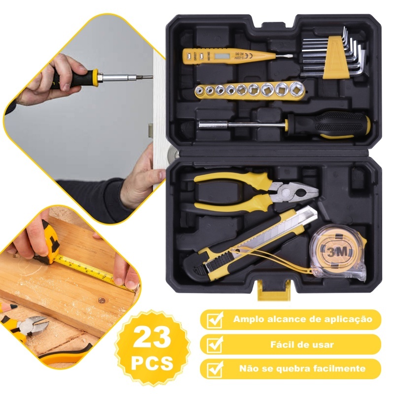 Wetoke 23PCS Kit Ferramentas Manuais Profissional Maleta Casa Automóvel DIY