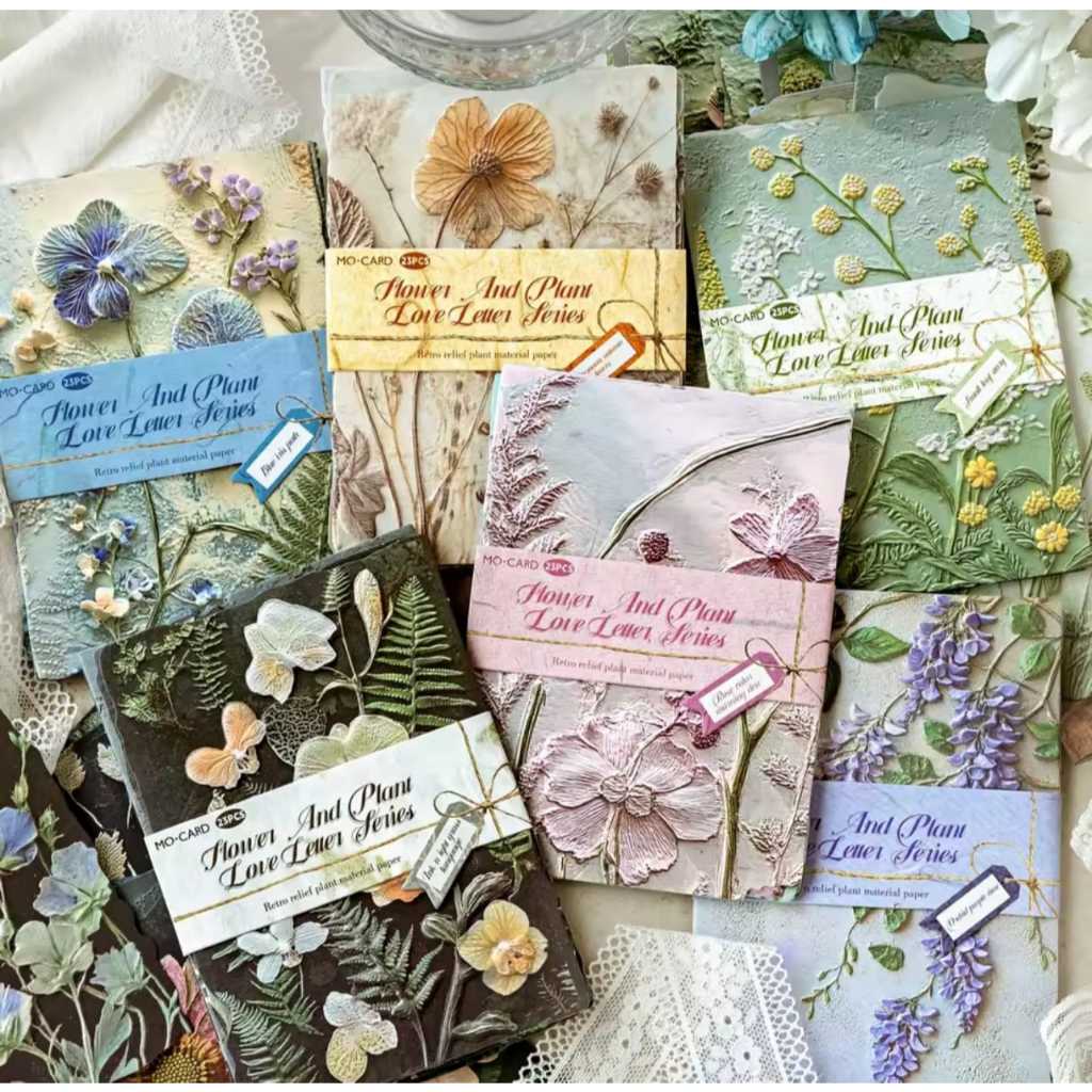 PCT COM 23PCS PAPEL RETRO PLANTAS E FLORES 100MMX140MM