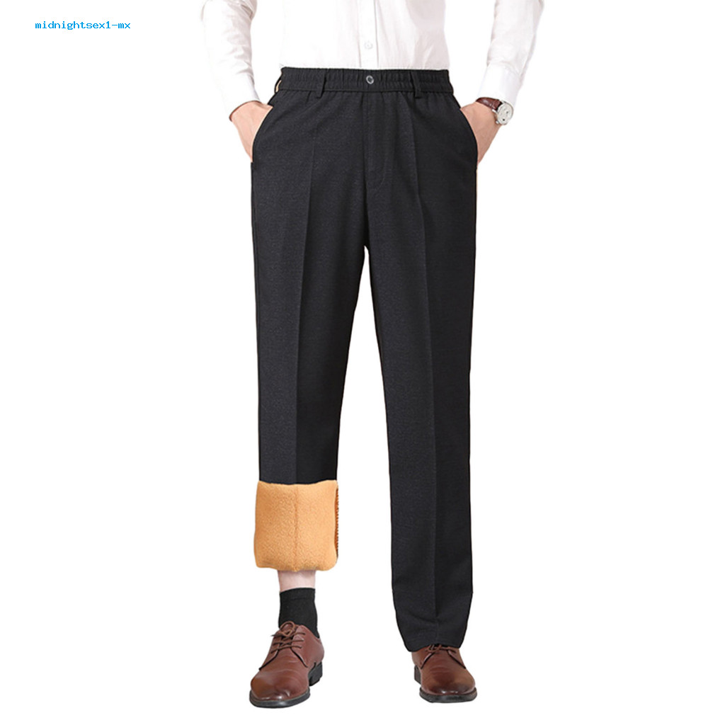 Men Fleece Lined Pants for Men's Thickened Dress Warm Formal Trousers Straight Leg for Work Golf Business Party – Comf