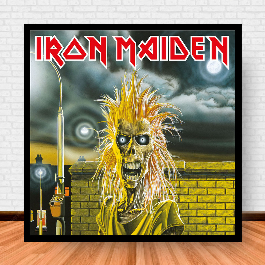 Quadro Decorativo Placa Música Álbuns Iron Maiden Rock com Moldura