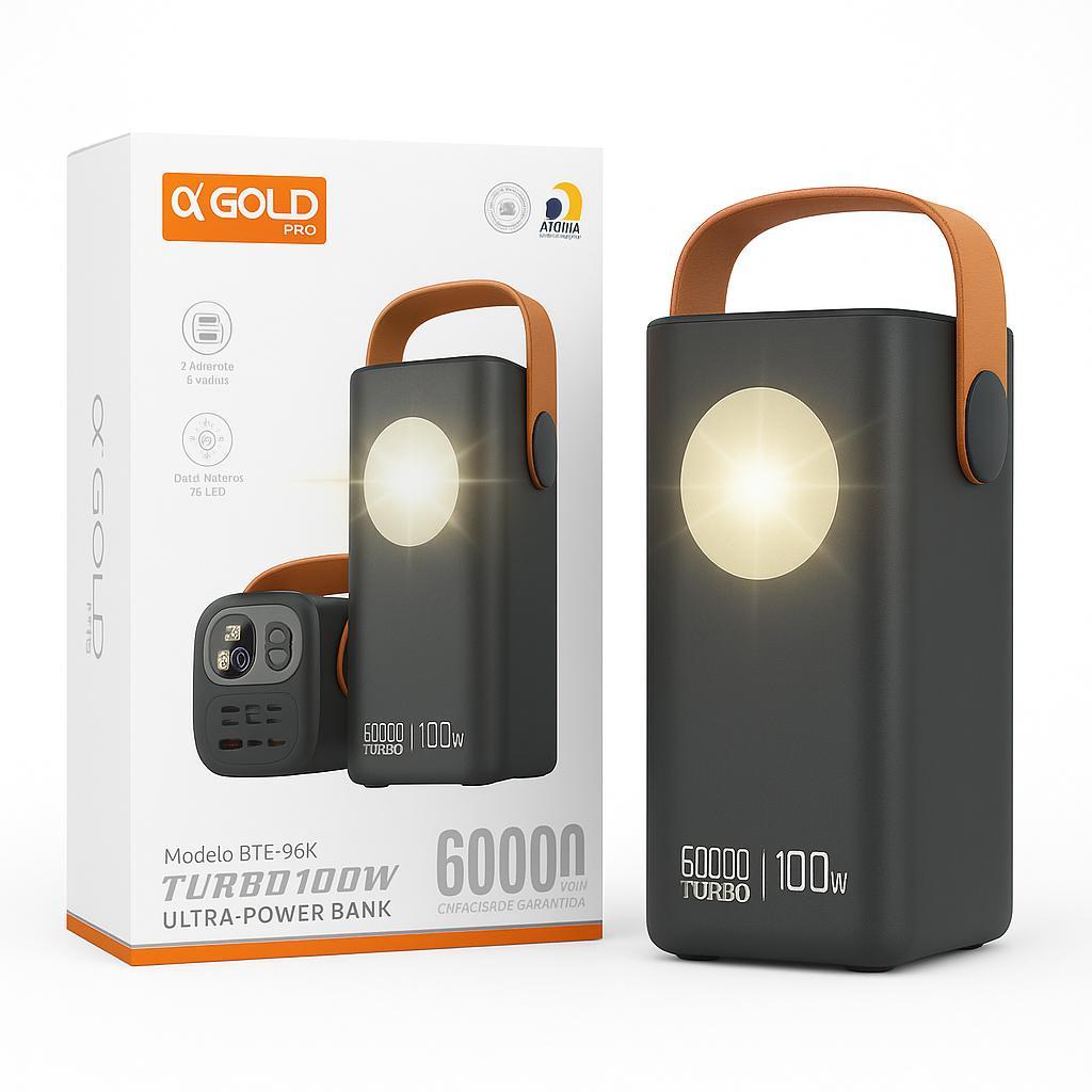 Carregador Portátil Power Bank 60000mAh PD100W Ultra Rápido Para Mini Starlink, Notebook, Celular