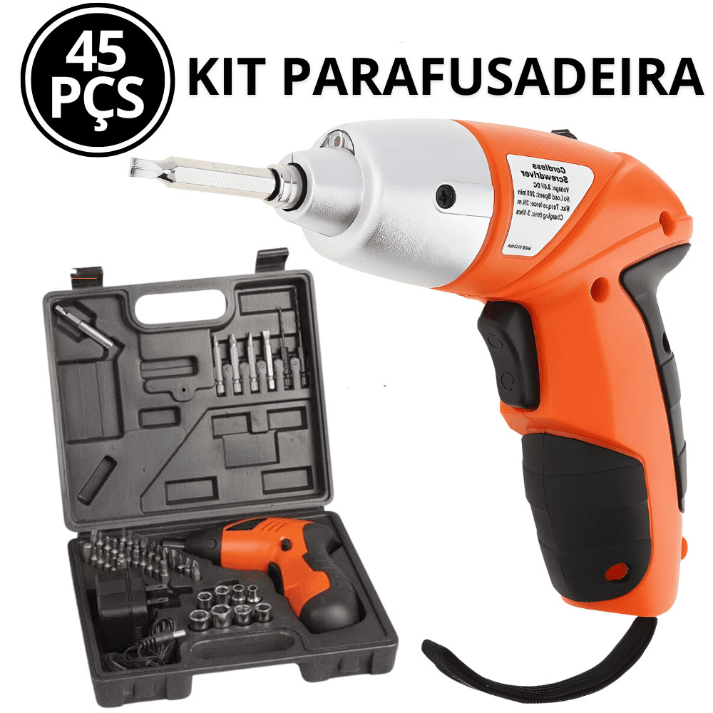 Kit Parafusadeira e Furadeira Elétrica Jogo De Chaves Mini Parafusadeira Recarregavel Portatil Casa