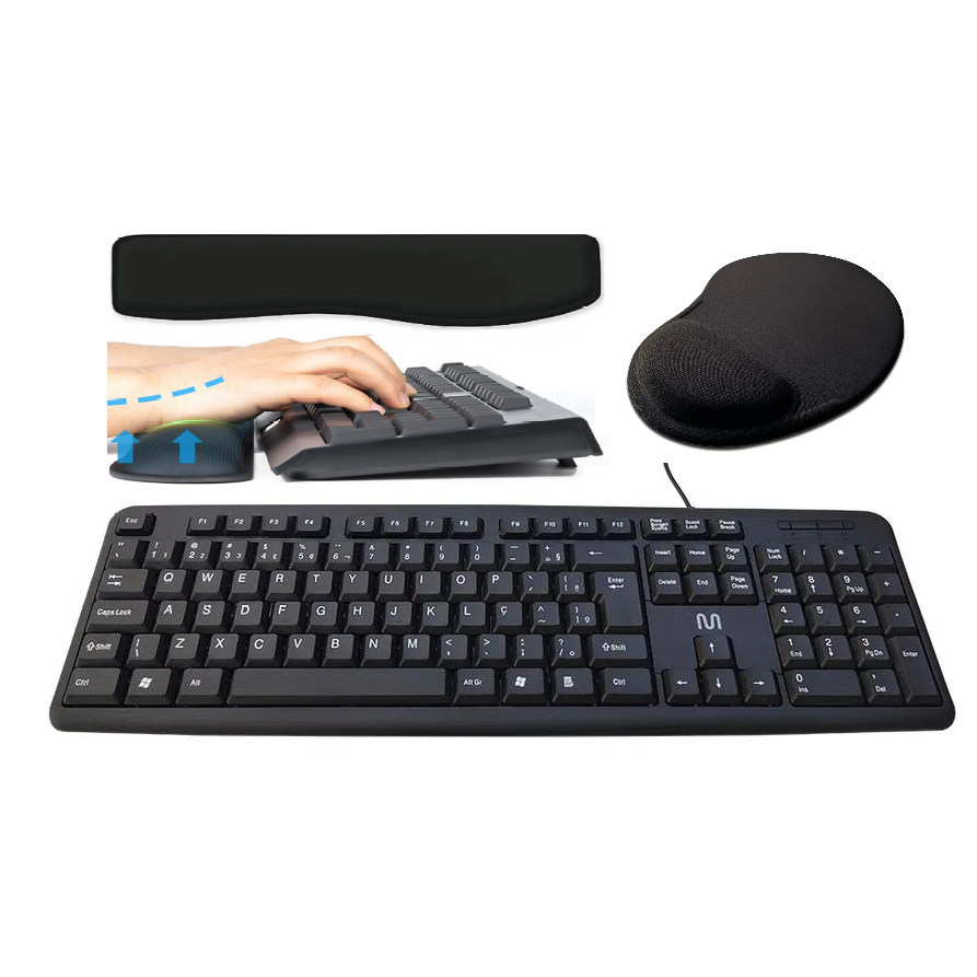 KIT Office 8 - Teclado e Mouse C/fio USB Multilaser + Apoio p/Teclado(KeyPad)