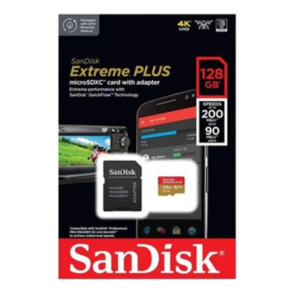 Cartão Micro SD SanDisk Extreme Plus 128GB c/ Adaptador
