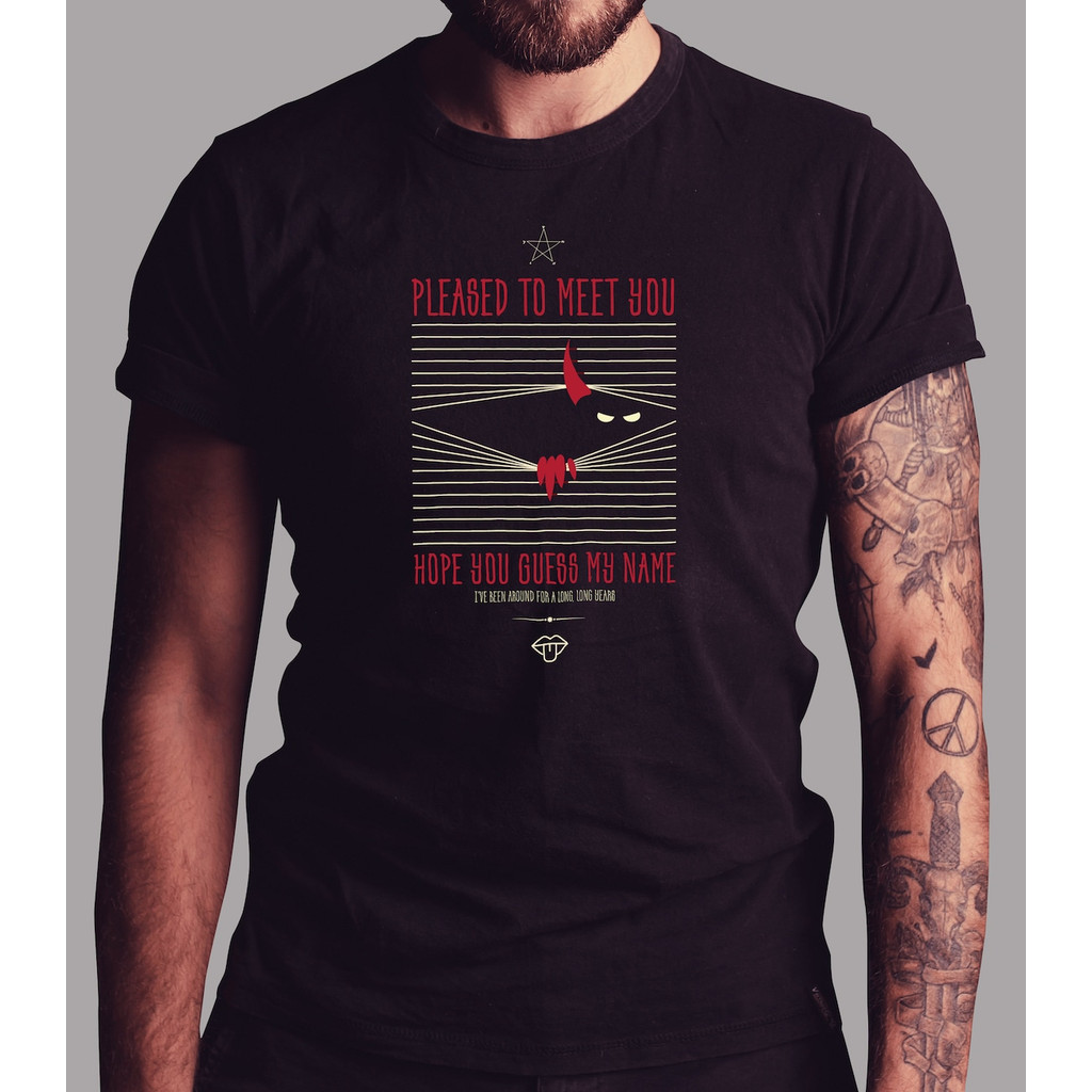 Camiseta Masculina Feminina Let It Bleed Frase Pleased To Meet You Diabo Metal Minimalista Unissex Envio Imediato