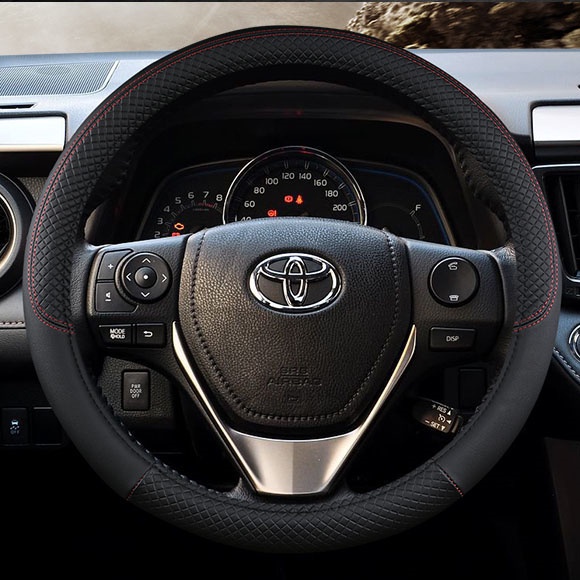 Toyota Camry Vios Altis Rush Avanza Vellfire Hilux Wish Innova Capa De Volante De Couro PU Para Carro 38 Cm Tamanho univ