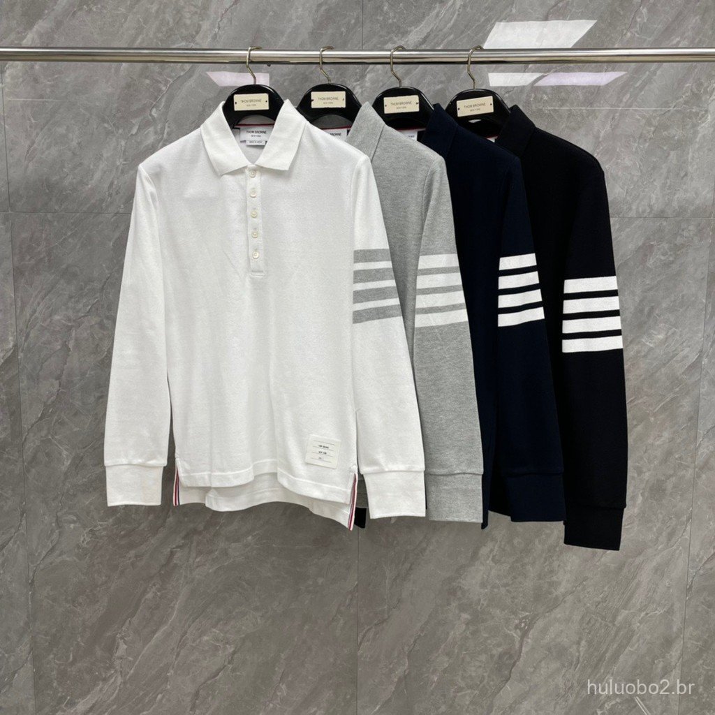 FVXL New Autumn Classic Four-Bar Stripes POLO Long Sleeve T Casual and fashionable shirts for both men and women