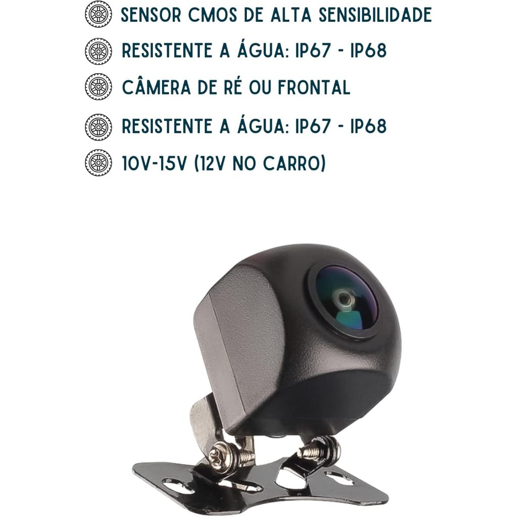 Câmera de Ré ou Frontal Roadstar RS180BR Plus 180° CMOS IP67/IP68 Linhas de Estacionamento