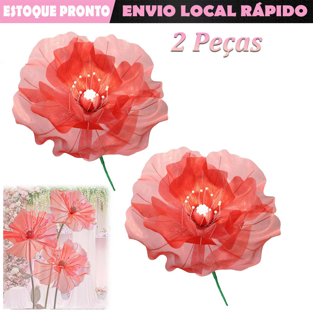 2pçs Decoração de Flor artificial decoração de casamento com Flor para festa de casamento adereços Vermelho 30cm