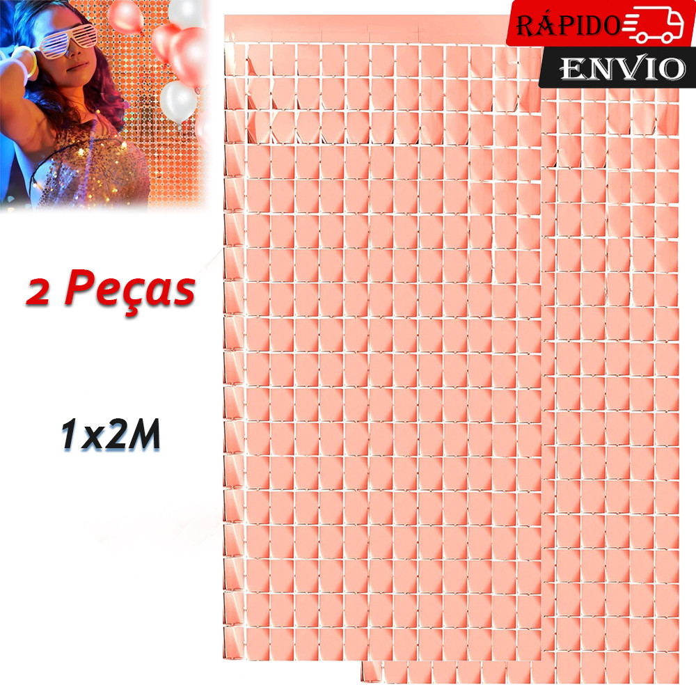 2Pçs Cortina Metalizada Serpentinas de Cabine de Fotos Decoração de Aniversário Casamento Despedida de Solteiro Ouro ros