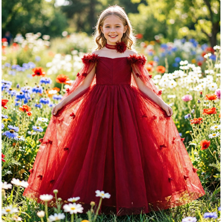 FSMKTZ Meninas Vestido De Princesa Crianças Moda Aniversário Graduação Festa 2pcs LP-512