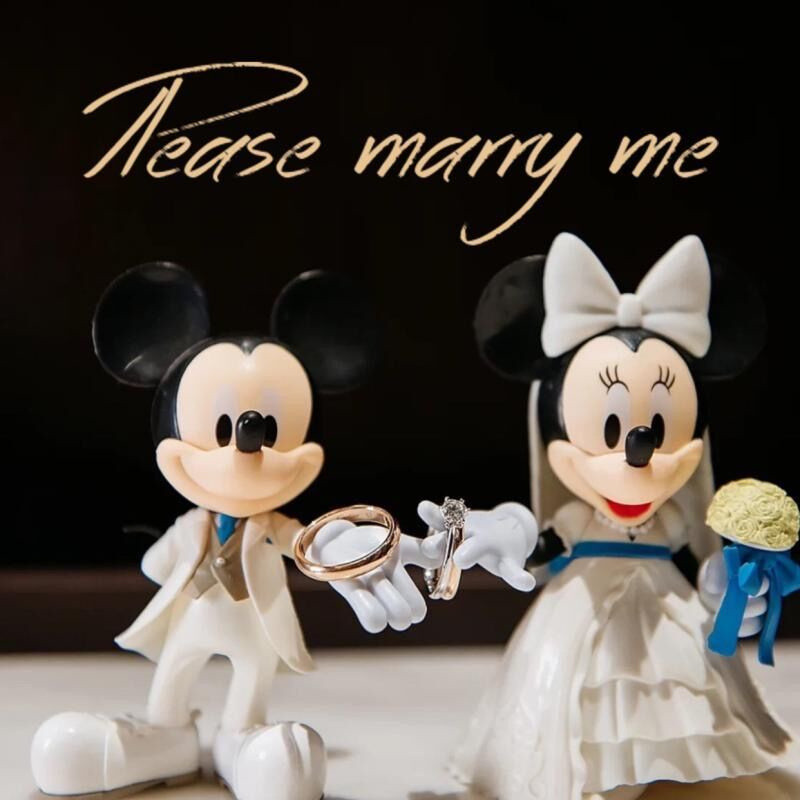 Casar Comigo 2Pcs/Set 13cm Figurines Casamento Casal Minnie Mickey Mouse Pvc Figuras Cake Topper