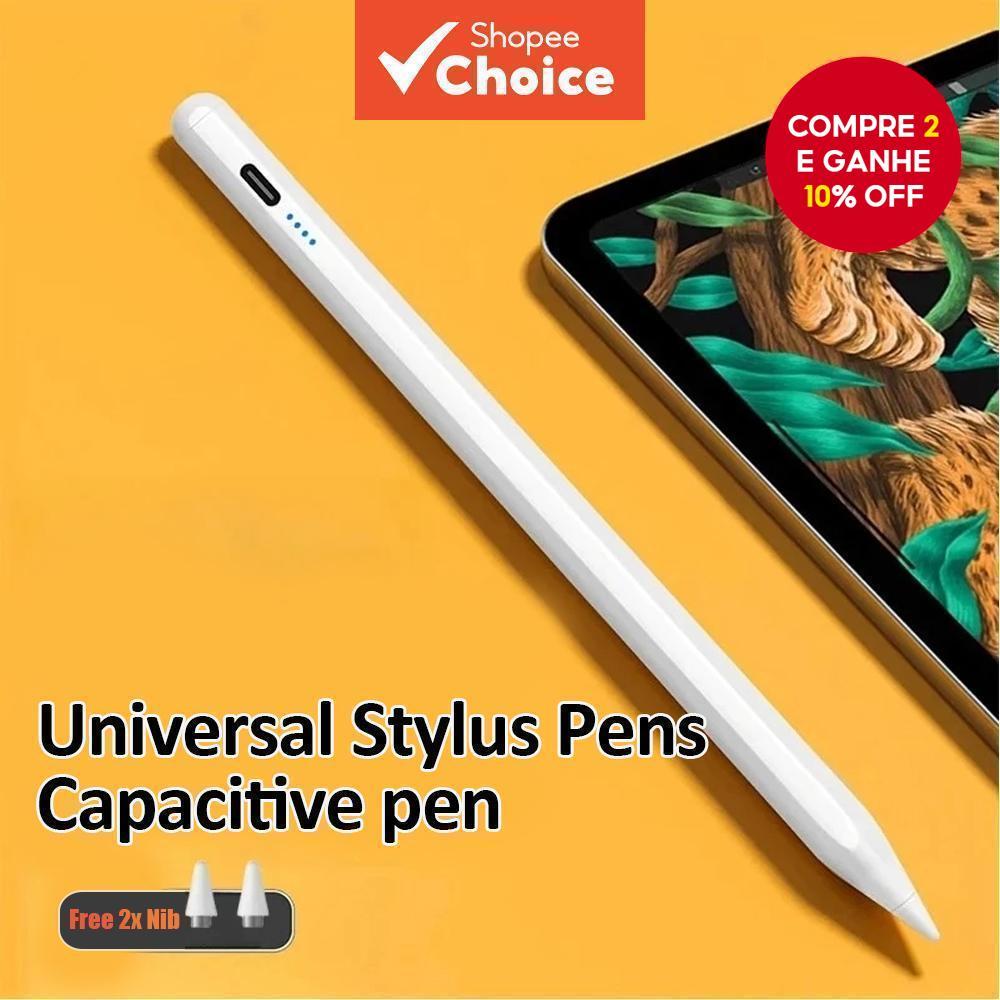 Caneta universal de ponta fina sensível ao toque com 2 pontas de reposição para dispositivos iOS e Android.