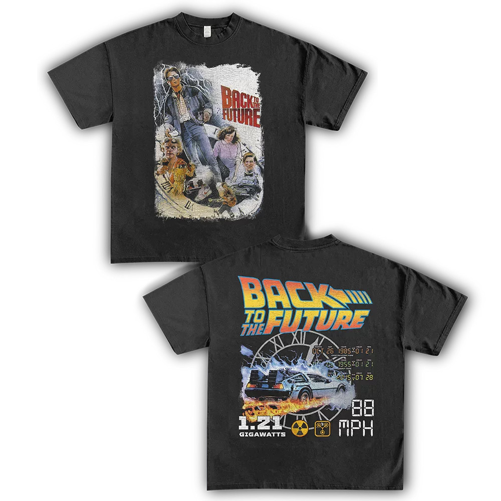 Camiseta Masculina Estampa Retro do Filme Back to the Future Moderna Atemporal Confortável Estilo Tendência