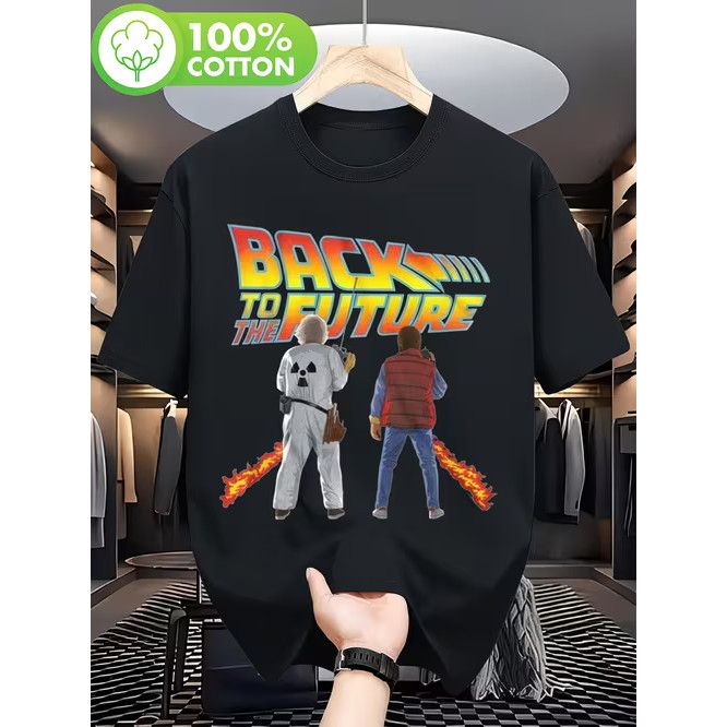 Camiseta Masculina Estampa Retro do Filme Back to the Future Moderna Confortável Atemporal Estilo Casual