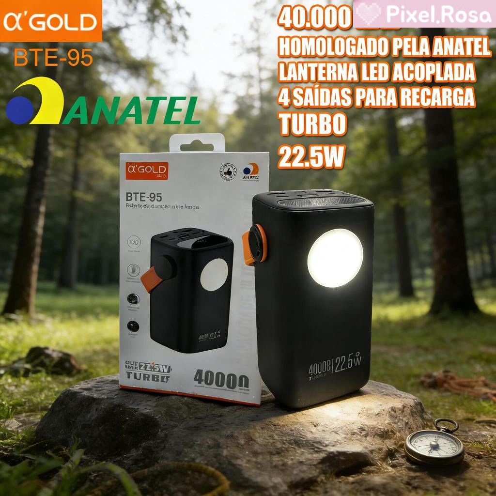Power Bank A'Gold 40000mAh, Carregador 22.5W, para Notebook, Celular e Tablet BTE-95 [Original]