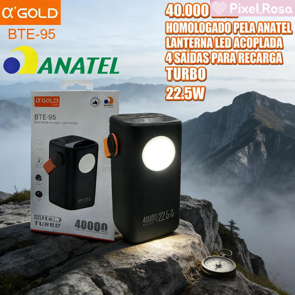 Power Bank A'Gold 40000mAh, Carregador Rápido 22.5W, para Notebook e Dispositivos BTE-95 [Original]