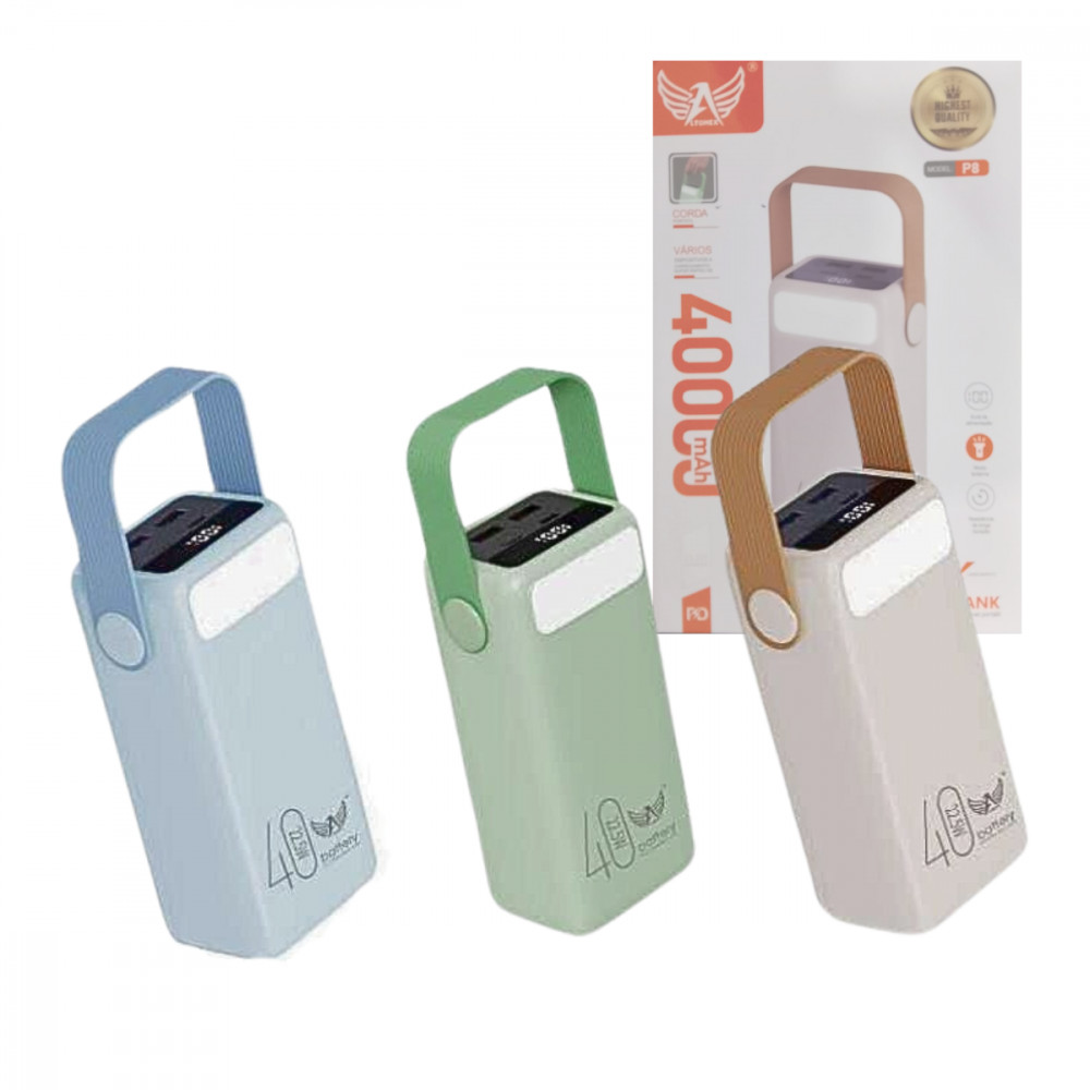 Carregador Portátil Power Bank 40000mAh Visor Digital Lanterna LED Altomex P8
