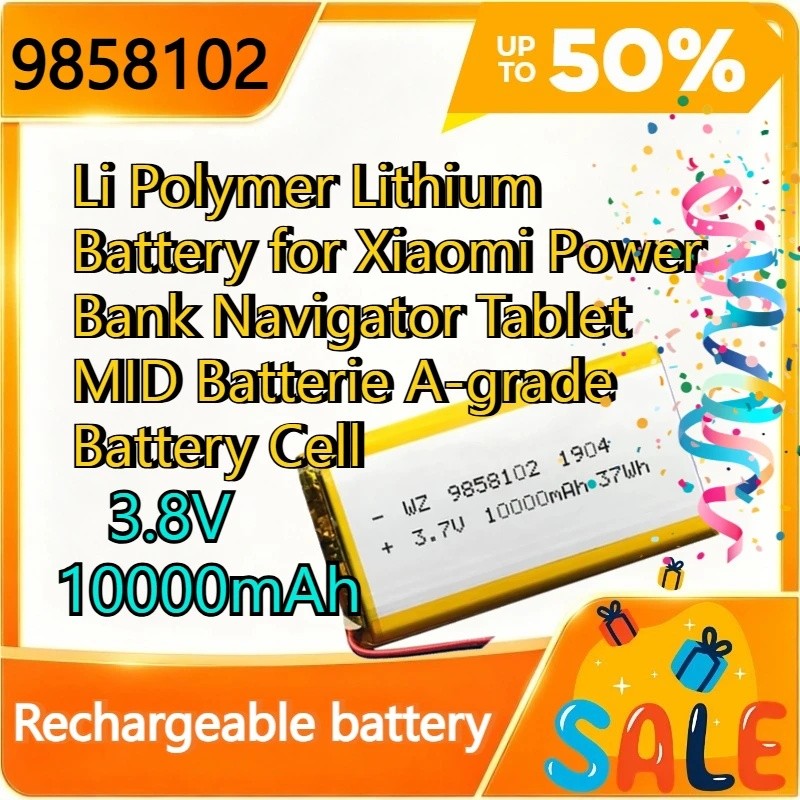 Novo 10000mAh 3.8V 9858102 Bateria De Lítio De Polímero Li Para Xiaomi Power Bank Navegador Tablet MID Célula De Grau A