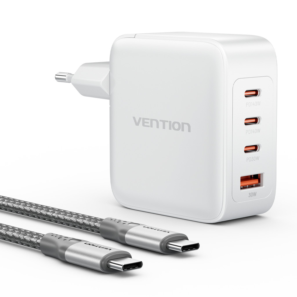 Carregador Vention 4x1 Usb A/c 140w Android Ios Pd3.1 Gan