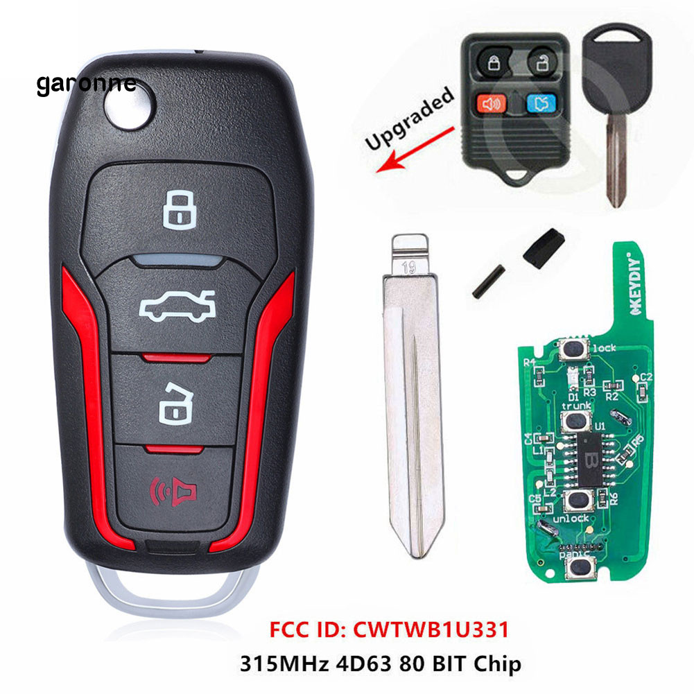 GA-315 Mhz 4 Botões Auto Car Smart Remote Flip Chave Dobrável Fob CWTWB1U345 Para Ford