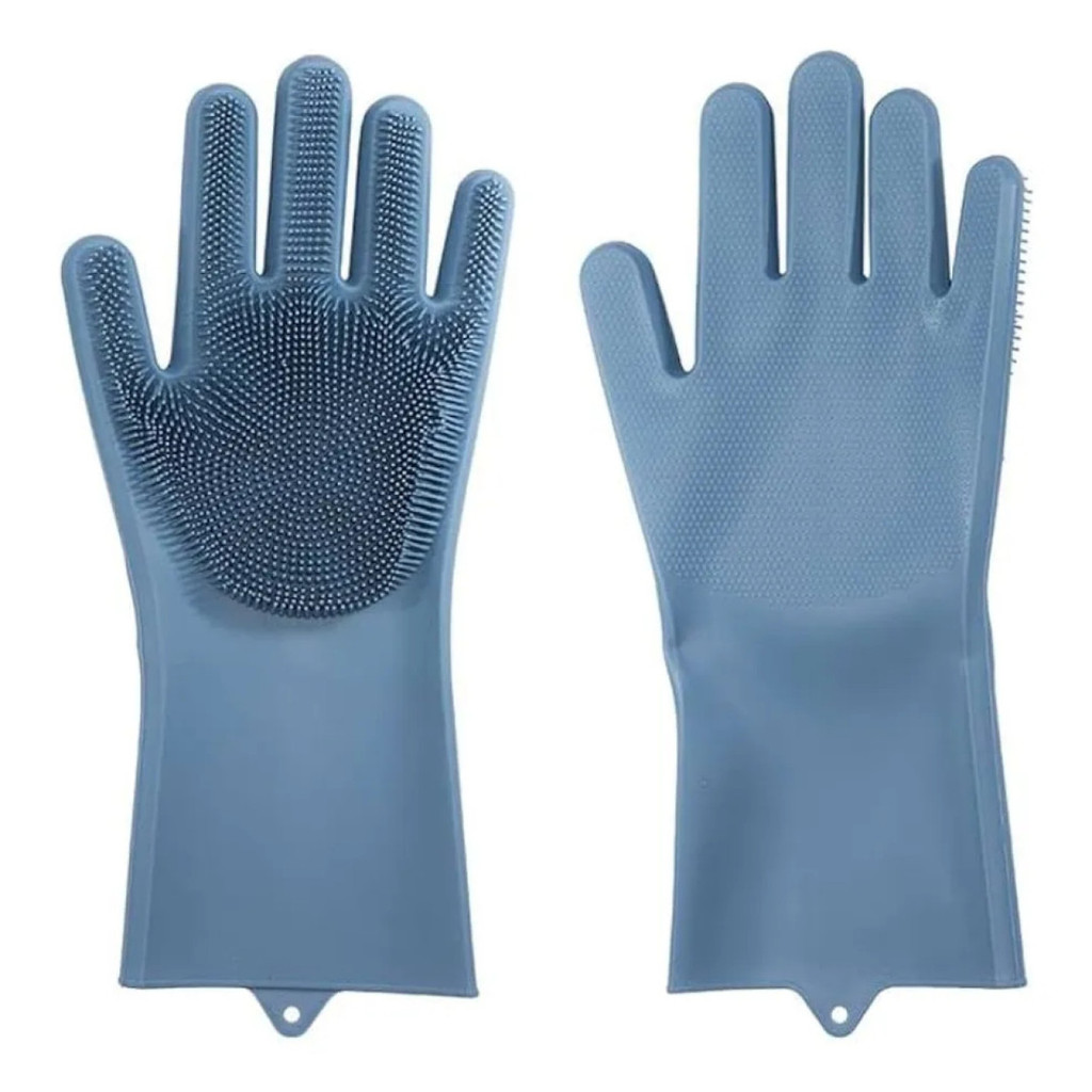 Luvas Par De Silicone P/ Lavar Louça Esponja Cozinha Limpeza