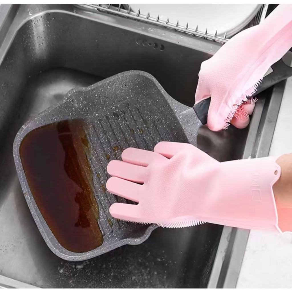 Luvas de Limpeza Silicone Lava Louça Esponja Macia Multiuso