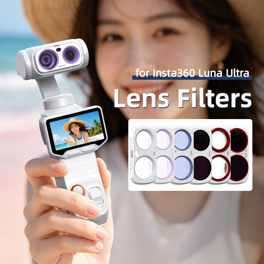 Compatível com o filtro Insta360 Luna Ultra, acessórios de proteção UV, redução de luz ND e polarizador CPL, cor preta.