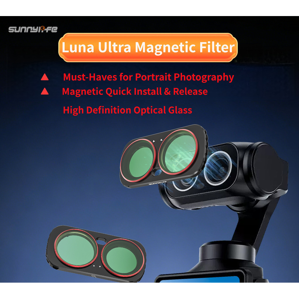 Filtro Magnético Ajustável Sunnylife Luna Ultra CPL Preto Suave Anti-Danos de Luz MCUV Acessórios de Filtro ND de Metal