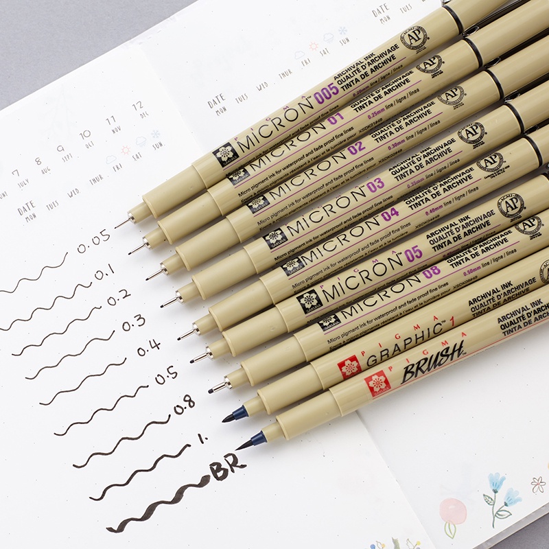 Profissional Fineliner Pigmento Ponta Fina Caneta fineliner Micron Marcador Fineliner Drawing Liner Pen Art Marker Fineliner 005 01 02 03 04 05 08 1.0 Brush Sketching Pen