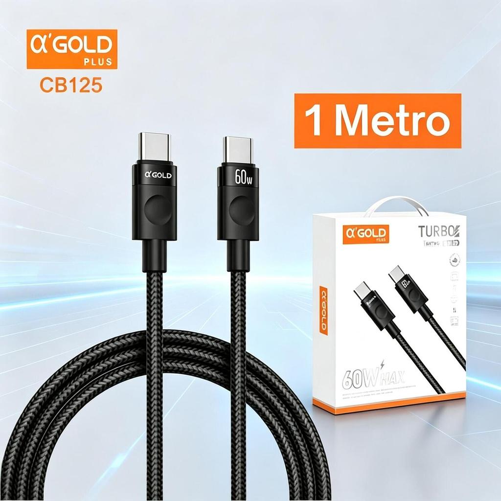 Cabo Carregador Tipo C 60W A'GOLD Original CB131 Tipo C Reforçado para Celular, Tablet e Notebook