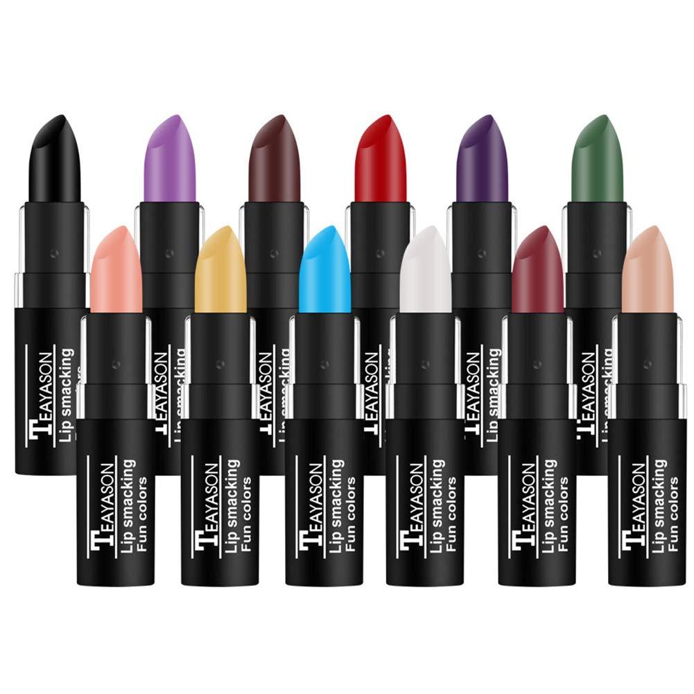 Conjunto de Batons Matte Vivid Vampire Petansy com 12 Cores, Batom de Veludo à Prova d'Água de Longa Duração para Festa,