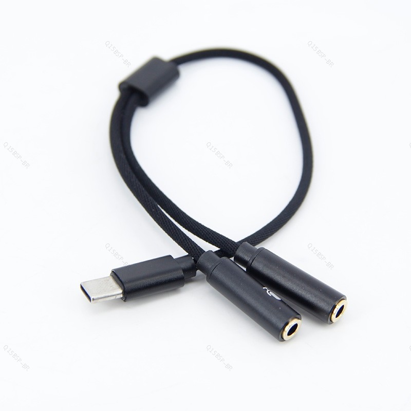 2 Em 1 Tipo C Macho Para Duplo 3.5mm Fêmea Cabo Divisor Jack Fone De Ouvido Usb 3.5mm Aux Microfone Adaptador Fio BR15B