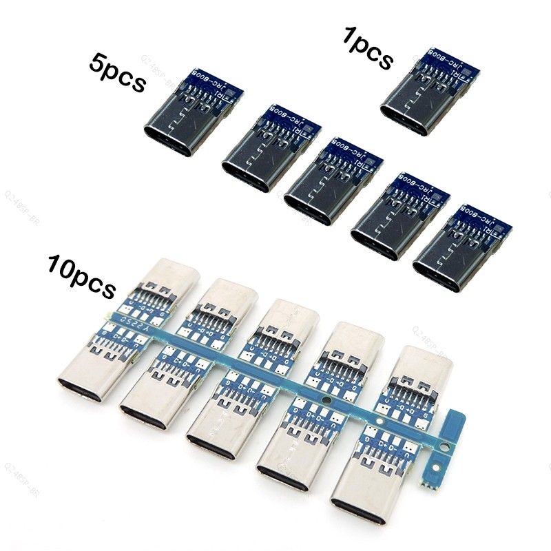 usb 3.1 Tipo c Conectores Fêmea Jack Cauda Plugue Terminais Elétricos Soldagem DIY Cabo De Dados Suporte BR24B