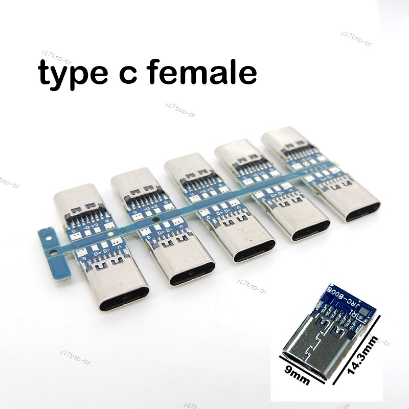 usb 3.1 Tipo c Conectores Fêmea Jack Cauda Plug Terminais Elétricos Soldagem DIY Cabo De Dados Suporte Placa PCB 17BR1