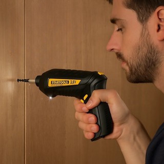 Mini Parafusadeira a Bateria Furadeira Compacta Ferramenta Aço Carbono Chave Bits Brocas Fenda