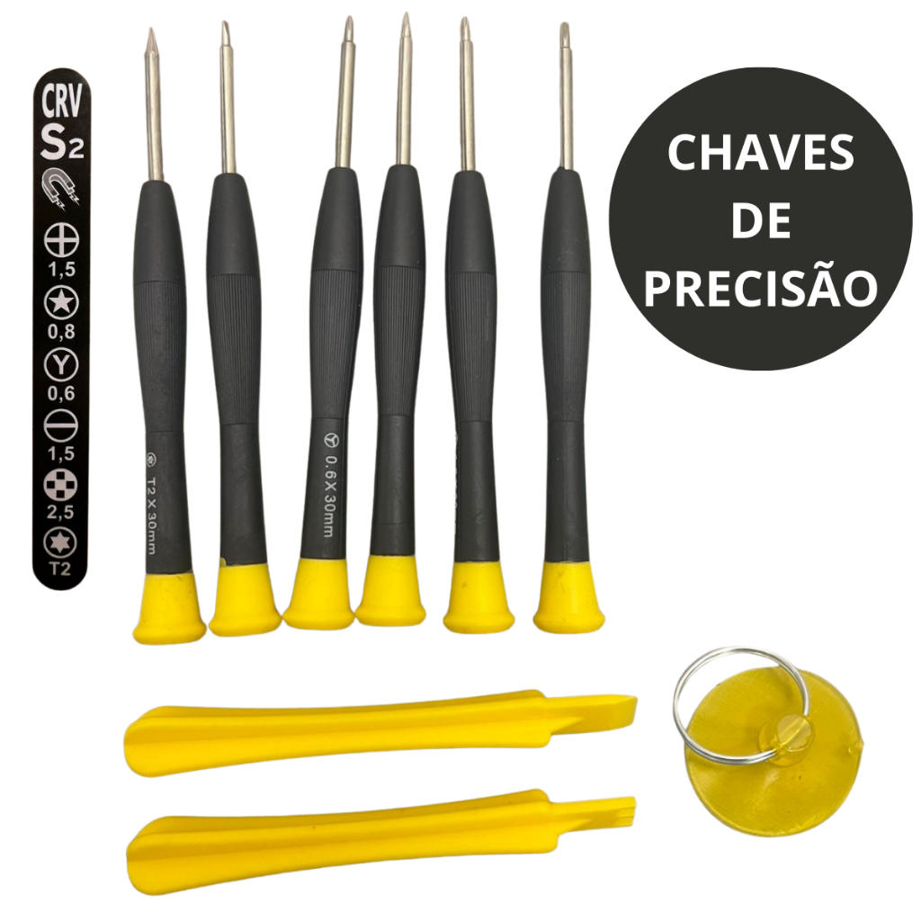 Chaves de Precisão kit com 9 Peças Com Mini Ventosa
