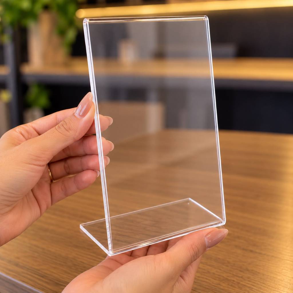KIT 20 Display de Mesa, Suporte no acrílico Transparente para QR CODE, Cardápio digitais, imagens