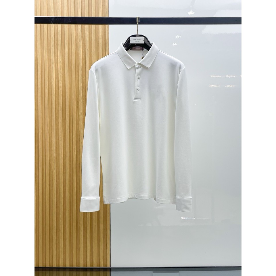 Men's new pure cotton pique fabric, ultra-soft, fashionable, and casual POLO Long-sleeved shirt with a lapel collar
